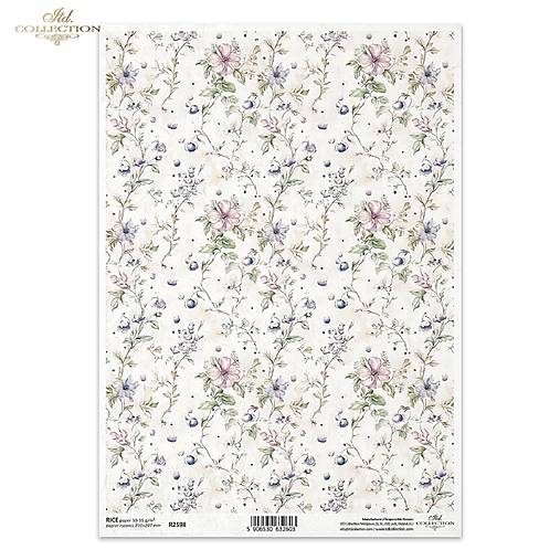Papier - Ryžový papier A4 - kvietkovaná tapeta - ITD Collection - R2598 - 18448273_