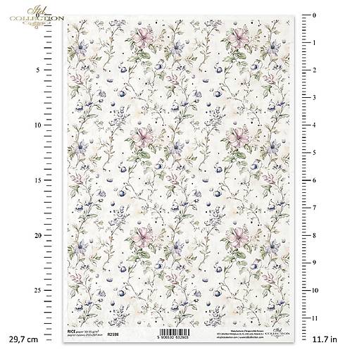 Ryžový papier A4 - kvietkovaná tapeta - ITD Collection - R2598