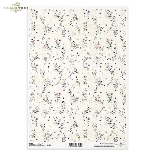 Papier - Ryžový papier A4 - kvietkovaná tapeta - ITD Collection - R2603 - 18448281_