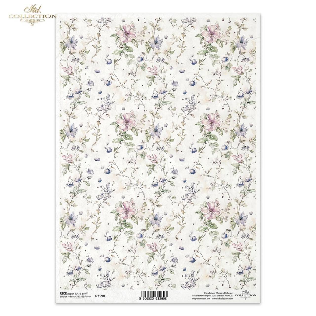 Ryžový papier A4 - kvietkovaná tapeta - ITD Collection - R2598
