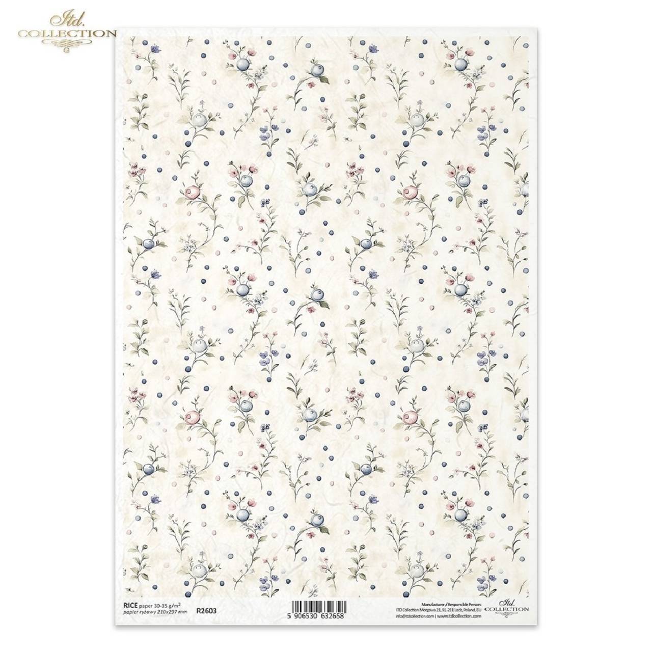Ryžový papier A4 - kvietkovaná tapeta - ITD Collection - R2603