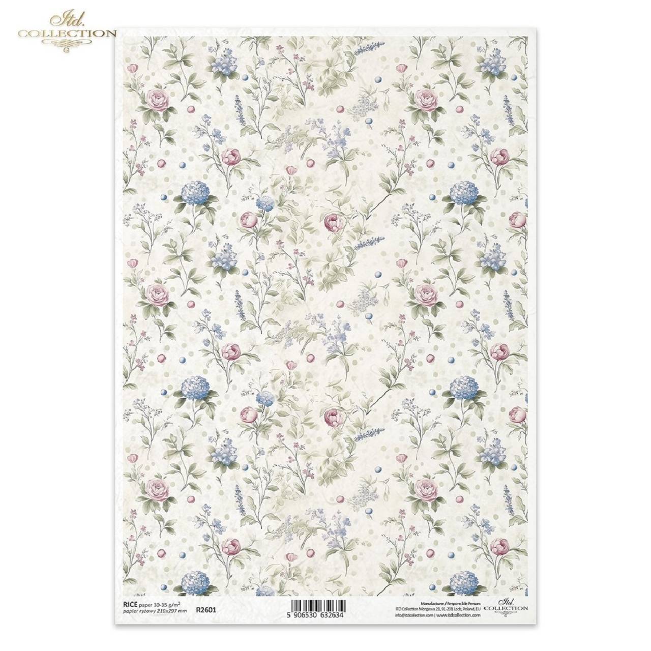 Ryžový papier A4 - kvietkovaná tapeta - ITD Collection - R2601