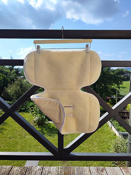 Detský textil - Zmenšujúca vložka XL Vlnienka proti poteniu do autosedačky Cybex Sirona T 100% Merino top super wash 100% ľan Sand - 18449217_