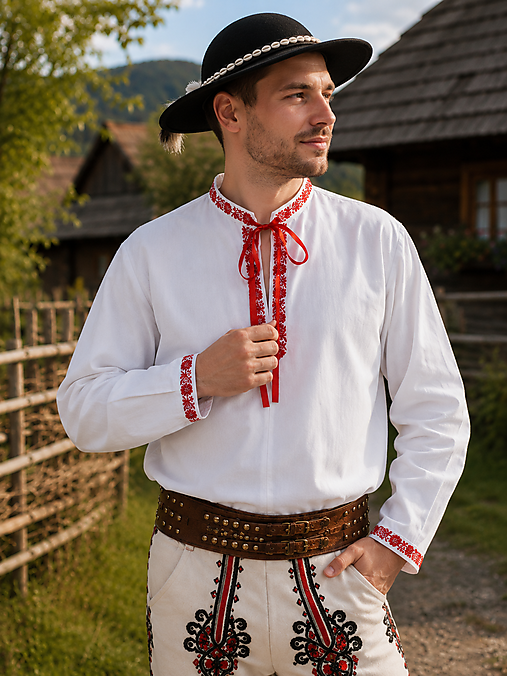 Pánske oblečenie - Folklórna košeľa pánska Marián - 18449915_