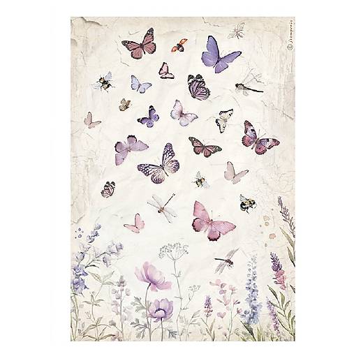 Papier - Ryžový papier A4 - motív kvety - Stamperia - DFSA4884 - 18451586_
