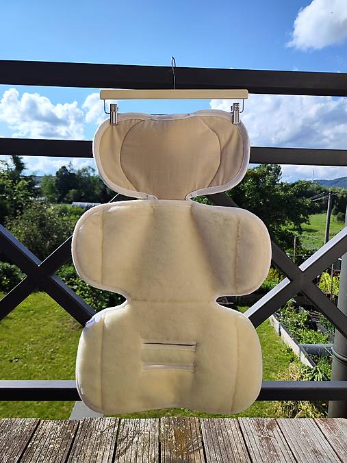 Detský textil - Zmenšujúca vložka XL Vlnienka proti poteniu do autosedačky Cybex Sirona 100% Merino top super wash 100% ľan Sand - 18452472_