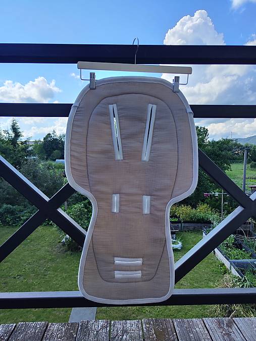 Detský textil - VLNIENKA Podložka do kočíka Nuna Mixx 100% MERINO Top super wash Natural 100% mušelín Beige - 18452481_