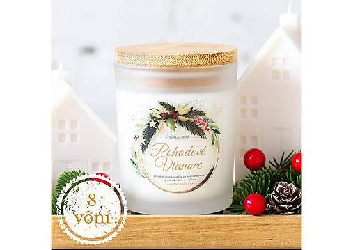 AKCIA - Sviečka zo sójového vosku - Pohodové Vianoce - 8vôní - 155g/46hod.