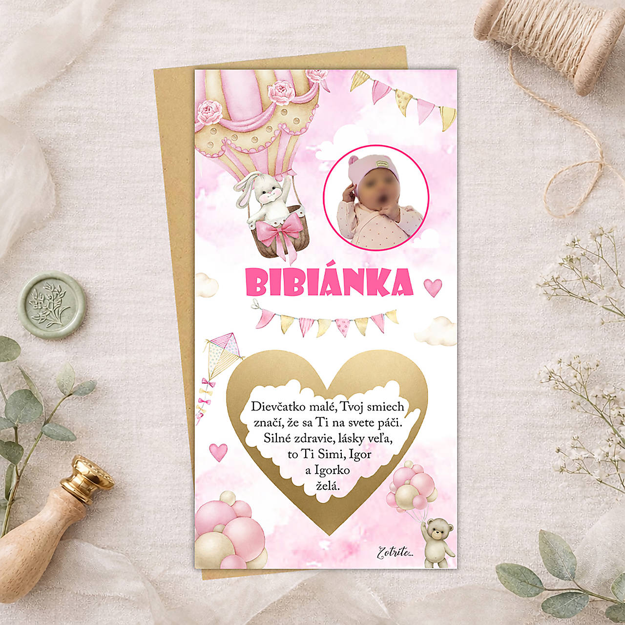 Stieracie blahoželanie k narodeniu bábätka (Ružová)