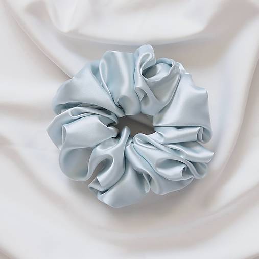 Ozdoby do vlasov - Saténová scrunchie | MAXI (Svetlomodrá) - 18452155_