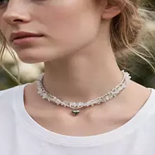 Náhrdelníky - Sada náhrdelník choker a náramok s krištáľom - Srdiečko / Biela sada LUNA - 18454150_