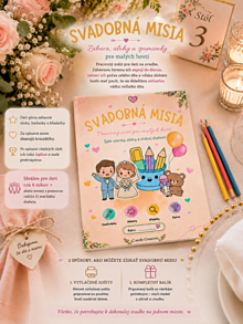 Darčeky pre svadobčanov - Svadobná misia – pracovný zošit pre deti | Svadobná zábava a spomienka - 18453347_