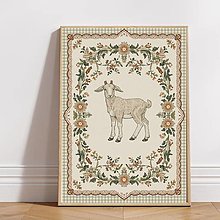 Grafika - Plagát KOZA Vintage vyšívaný vo vidieckom štýle PDF - 18454696_