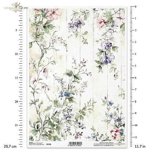 Ryžový papier A4 - tapeta kvety - ITD Collection - R2596