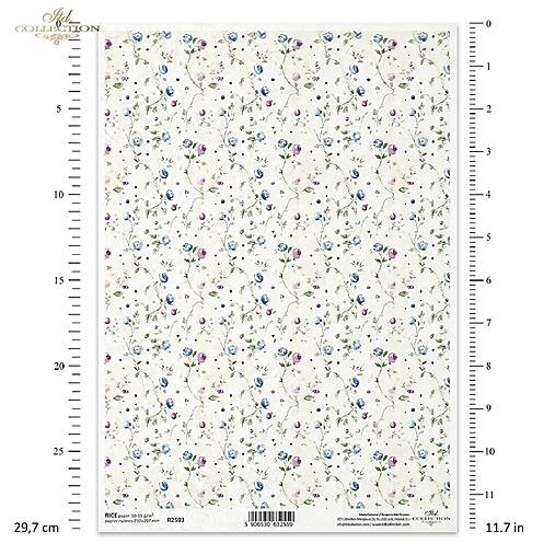 Ryžový papier A4 - tapeta kvety - ITD Collection - R2593