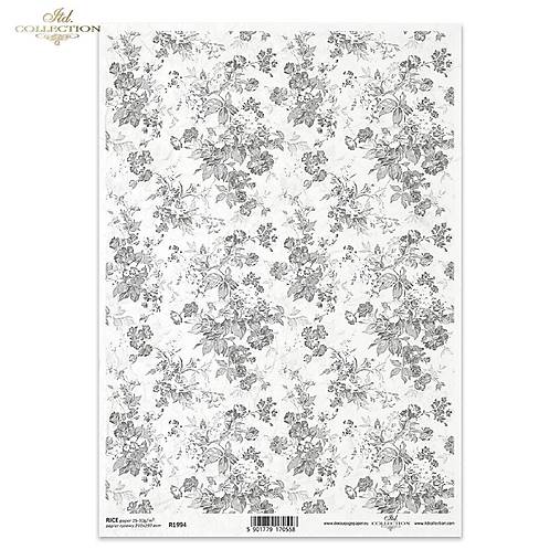 Ryžový papier A4 - tapeta kvety - ITD Collection - R1994