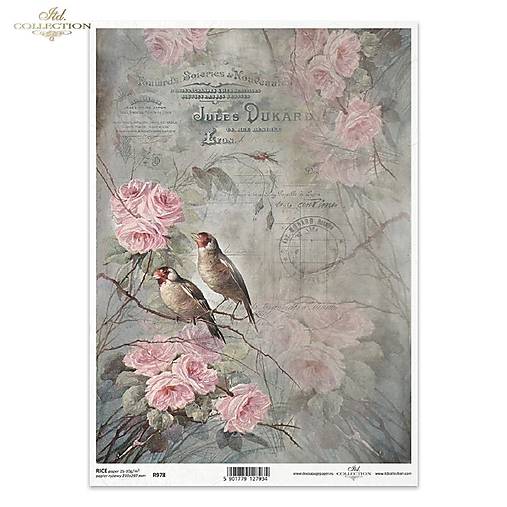 Ryžový papier A4 - vintage ruže - ITD Collection - R0978