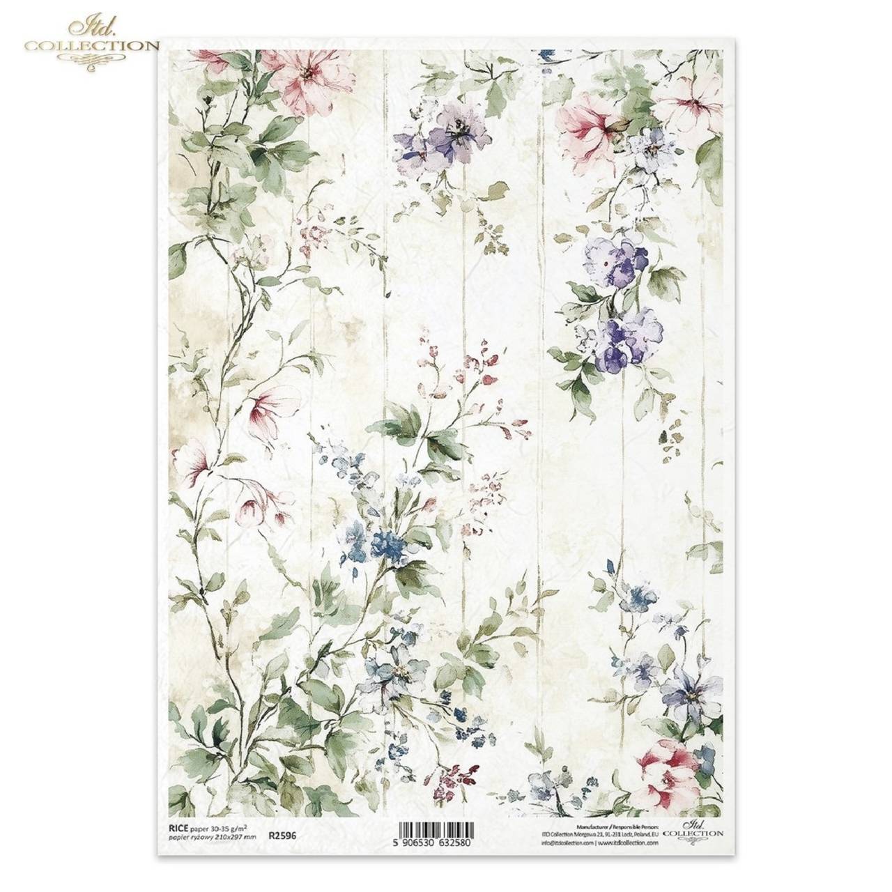 Ryžový papier A4 - tapeta kvety - ITD Collection - R2596