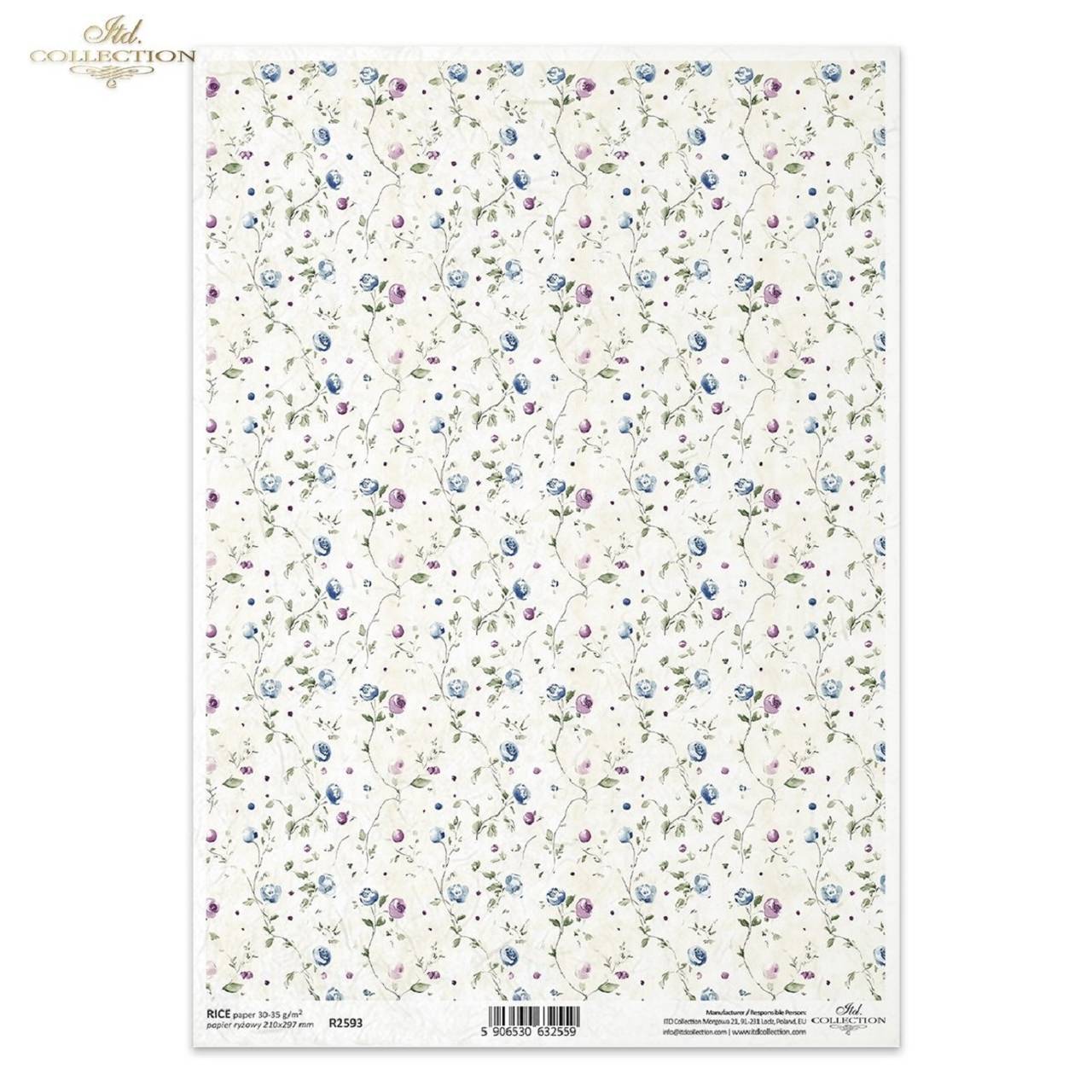 Ryžový papier A4 - tapeta kvety - ITD Collection - R2593
