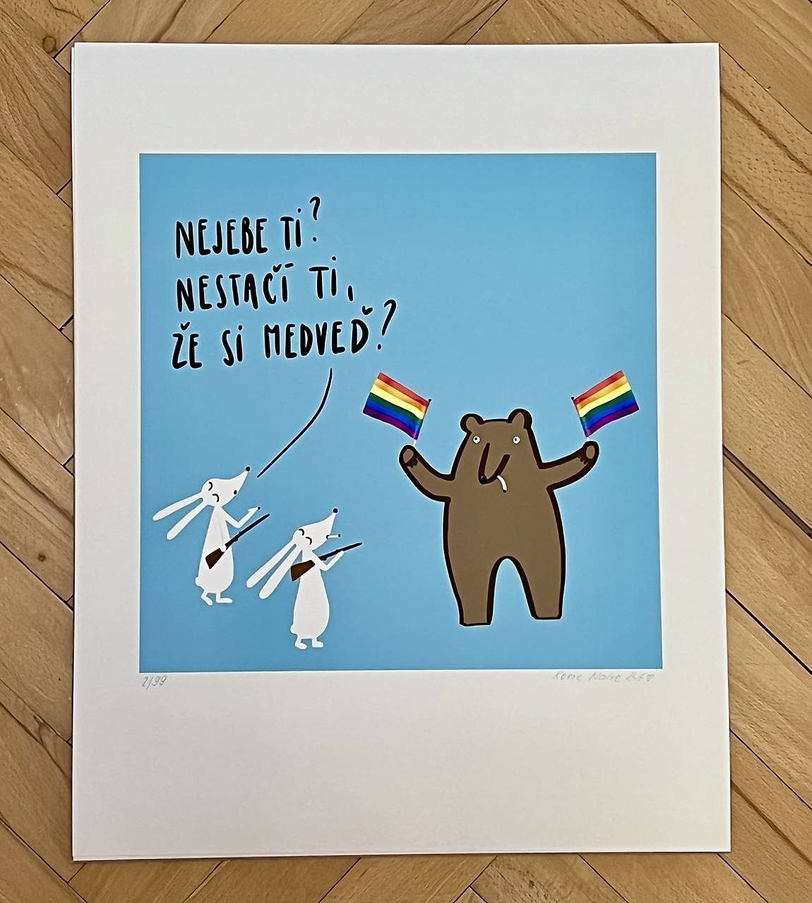 Medveď liberál L - giclée art print 40x50cm
