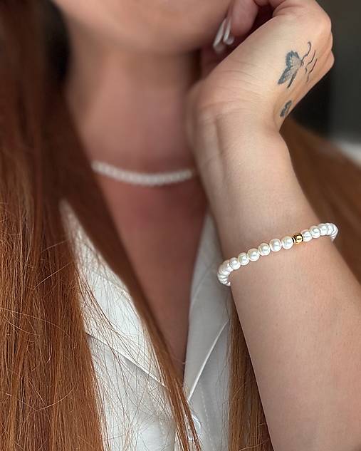 Sada Infinity Pearl - Sada náhrdelníka a náramku z pravých riečnych perál