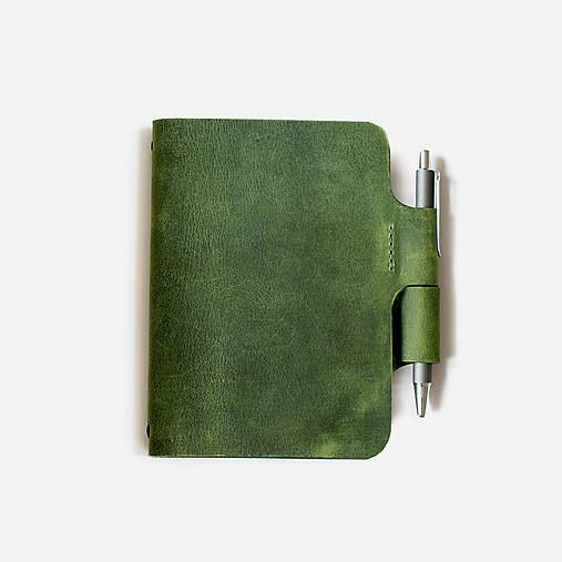 Papiernictvo - Kožený zápisník A5 / A6 s perom (Zelená / A5) - 18457911_