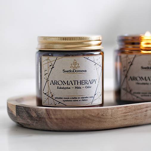 AKCIA - Sviečka zo  100% sójového vosku - AROMATHERAPY - BAVLNENÝ Knôt - 8vôní - 95g/28hod.