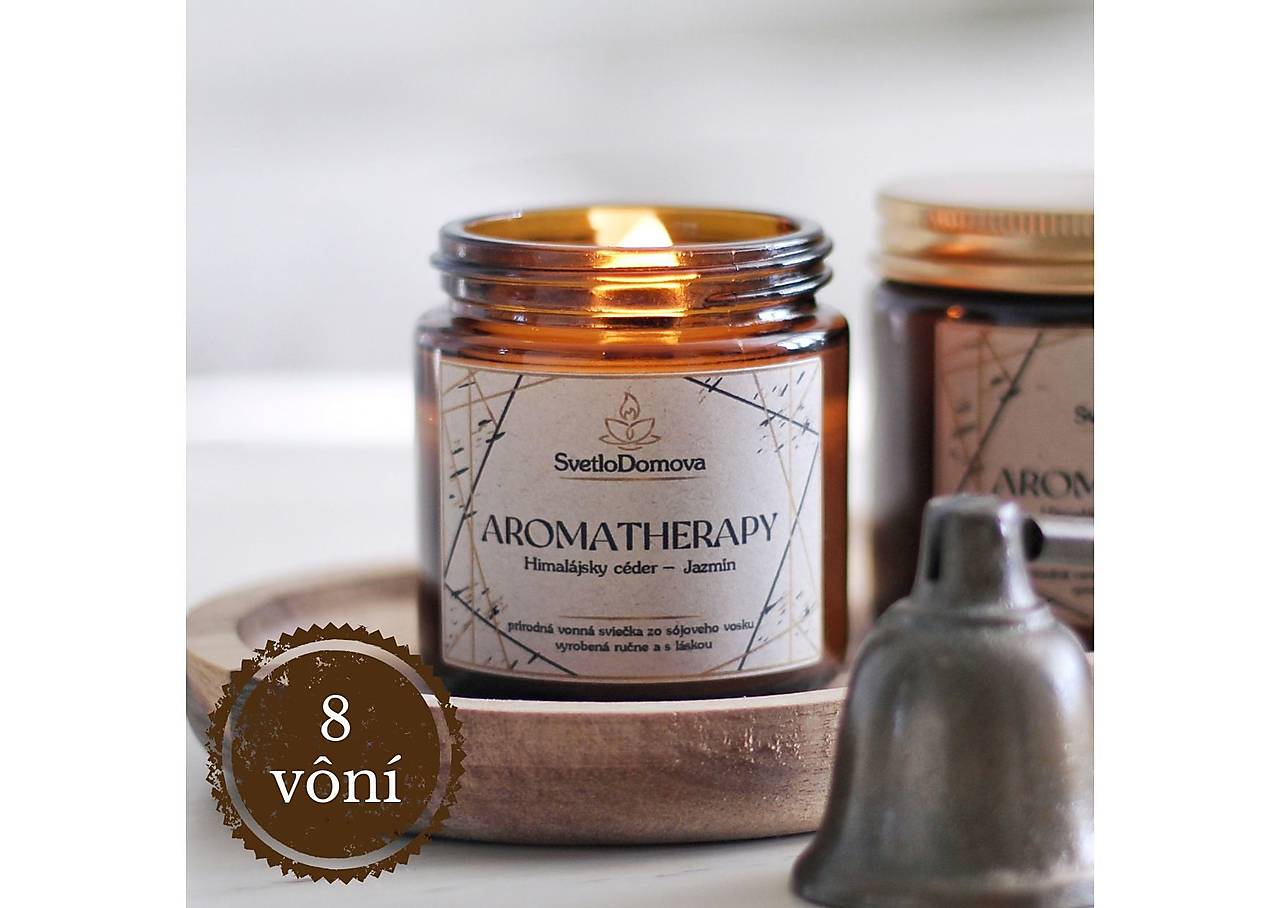 AKCIA - Sviečka zo  100% sójového vosku - AROMATHERAPY - BAVLNENÝ Knôt - 8vôní - 95g/28hod.