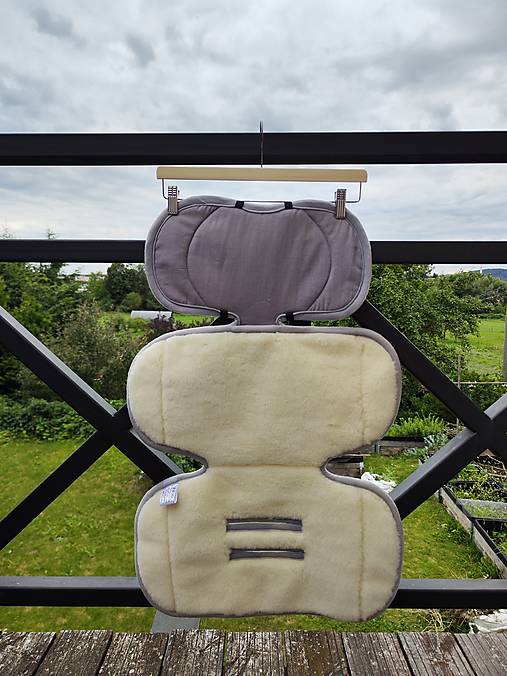 Detský textil - Zmenšujúca vložka XL Vlnienka proti poteniu do autosedačky Joie i spin Multiway 100% Merino top super wash 100% ľan šed - 18461448_