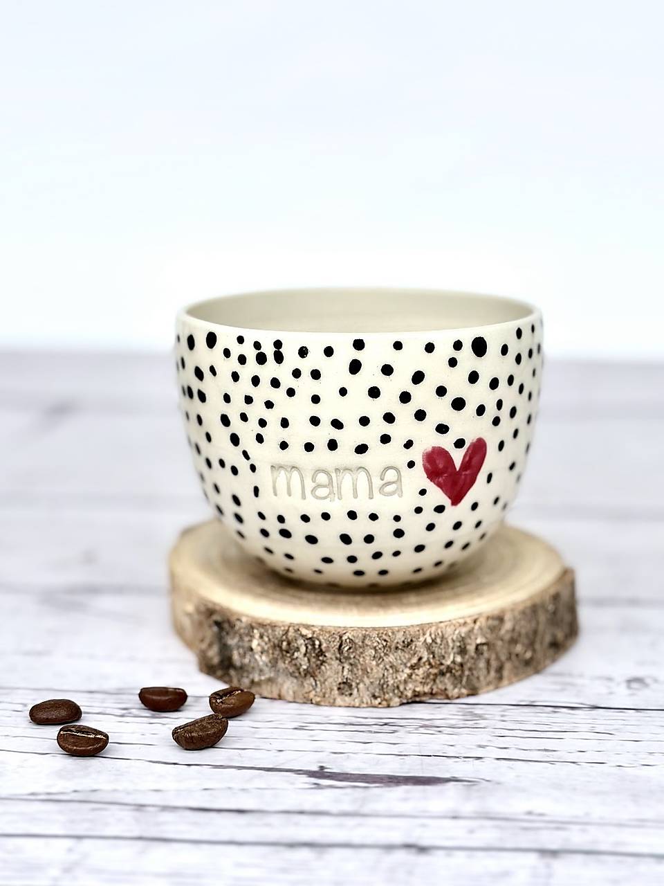 Čierne Bodky - pohárik cappuccino mama (200ml, bez uška!