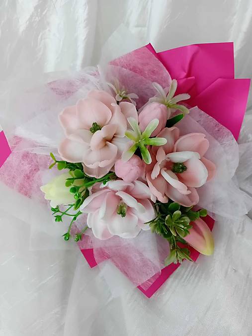 Dekorácie - Mydlová kytička s tulipánmi - 18460659_
