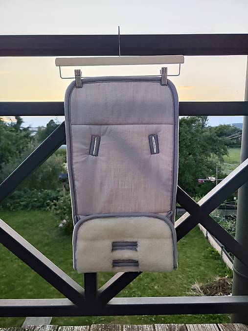 Detský textil - Podložka do kočíka Tako 100% Merino top super wash Natural 100% ľan šedý - 18463670_