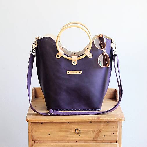 Veľké tašky - Leather handbag *Crazy-Violet* - 18465472_