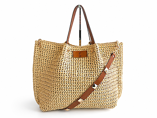 Veľké tašky - Veľká dámska shopper kabelka z prírodnej raffie - 18465705_
