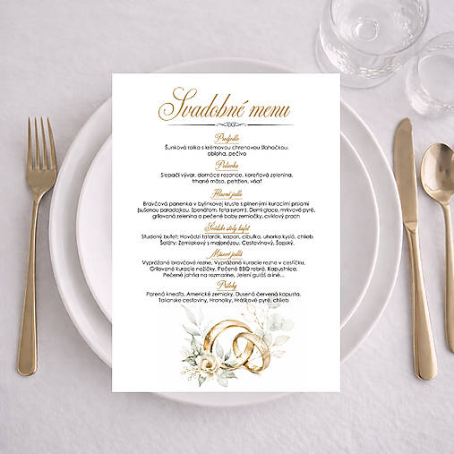 Papiernictvo - Svadobné menu Obrúčky B34 - 18468605_