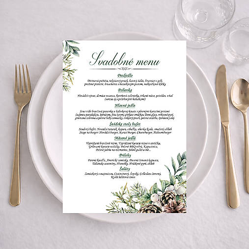 Papiernictvo - Svadobné menu poľovnícke so šiškami B35 - 18468683_