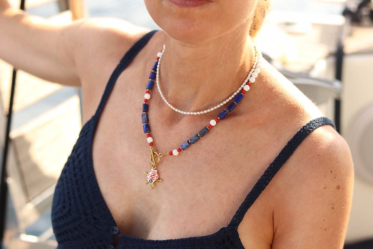 Letný náhrdelník lapis lazuli