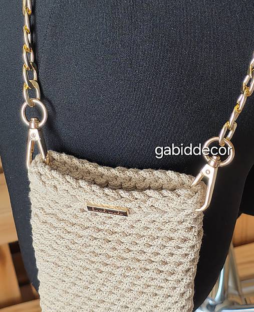 Malá kabelka/taštička z kvalitných bavlnených šnúr na mobil
