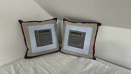 Úžitkový textil - Spomienkový vankúš z pánskych košieľ 40x40 cm (obliečka) - 18472140_