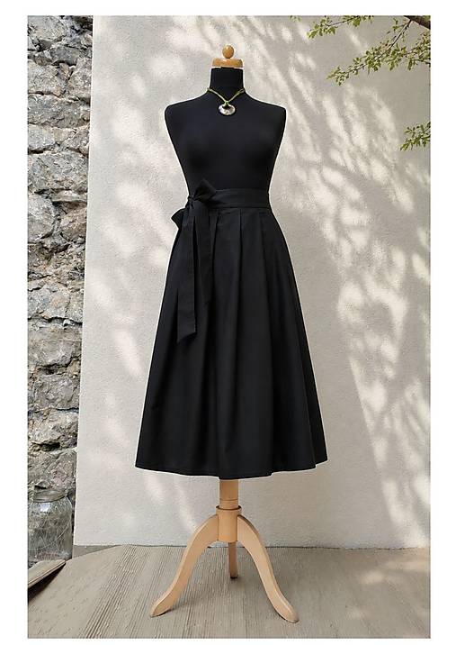 Sukne - ELEGANTNÍ MIDI SUKNĚ - ČERNÁ - 18472281_