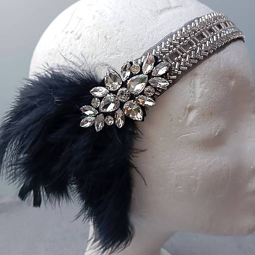 Ozdoby do vlasov - Gatsby Black... čelenka - 18473161_
