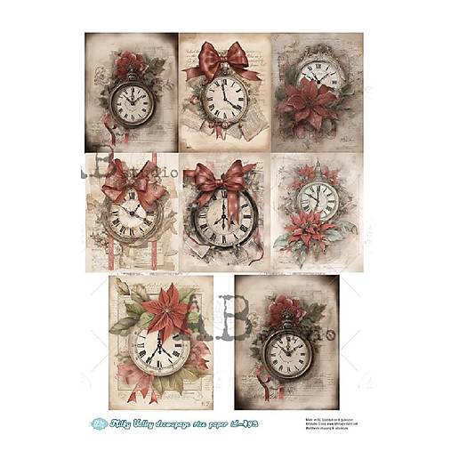 Papier - Ryžový papier A4 - vianočné hodiny - AB studio - id493 - 18475896_