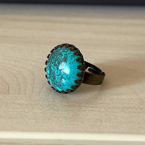 Turquoise Antique Silver Ring  / Vintage prsteň s prírodným tyrkysom E056