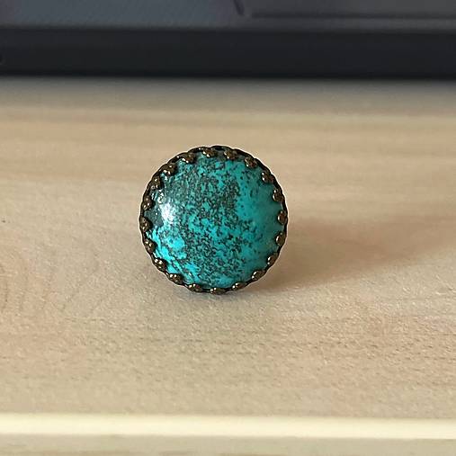 Turquoise Antique Silver Ring  / Vintage prsteň s prírodným tyrkysom E056