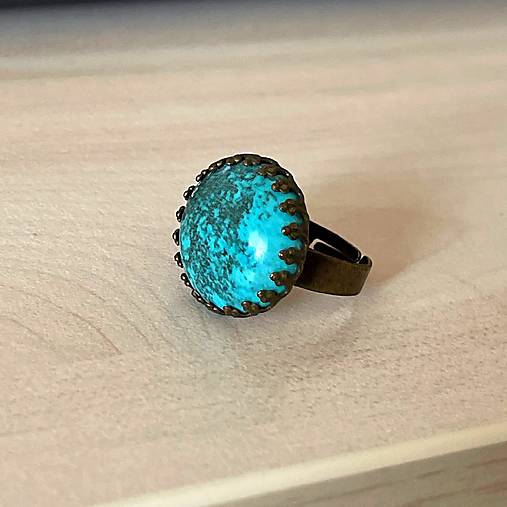 Turquoise Antique Silver Ring  / Vintage prsteň s prírodným tyrkysom E056