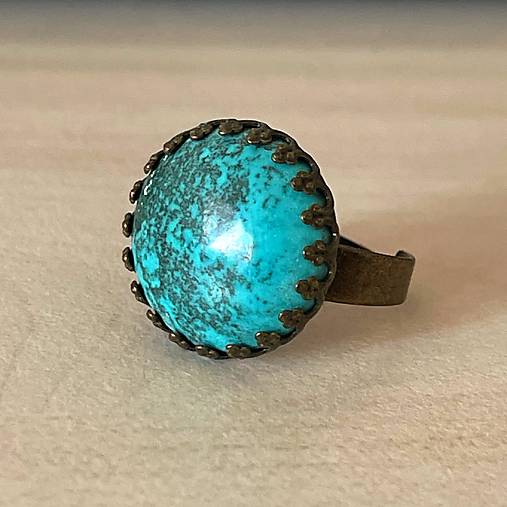 Turquoise Antique Silver Ring  / Vintage prsteň s prírodným tyrkysom E056