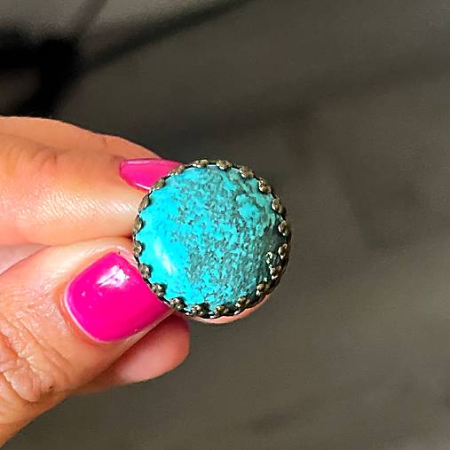 Turquoise Antique Silver Ring  / Vintage prsteň s prírodným tyrkysom E056