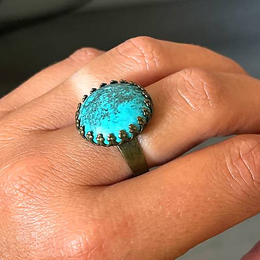 Turquoise Antique Silver Ring  / Vintage prsteň s prírodným tyrkysom E056