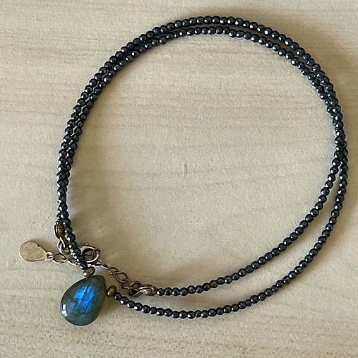 Labradorite Teardrop Hematite AG925 Necklace / Náhrdelník labradorit, hematit, striebro AG925