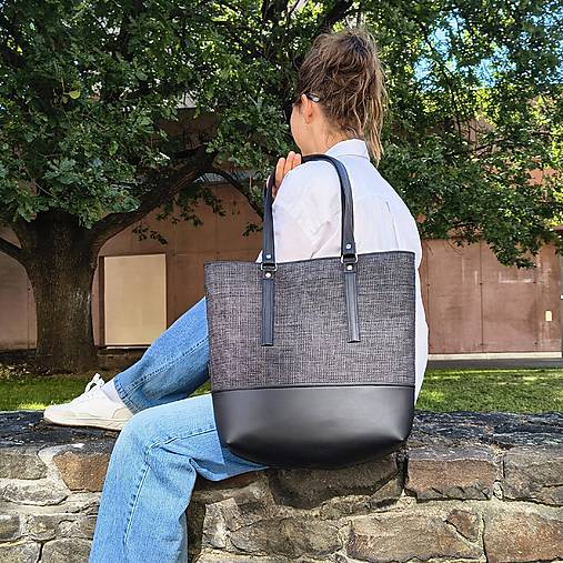 Veľké tašky - Emma shopper bag černá s antracitovou - 18476186_